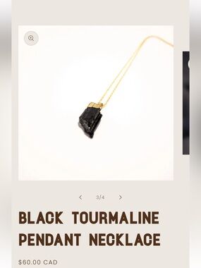 Mala & Me Black Tourmaline Pendant Necklace - Gold Chain